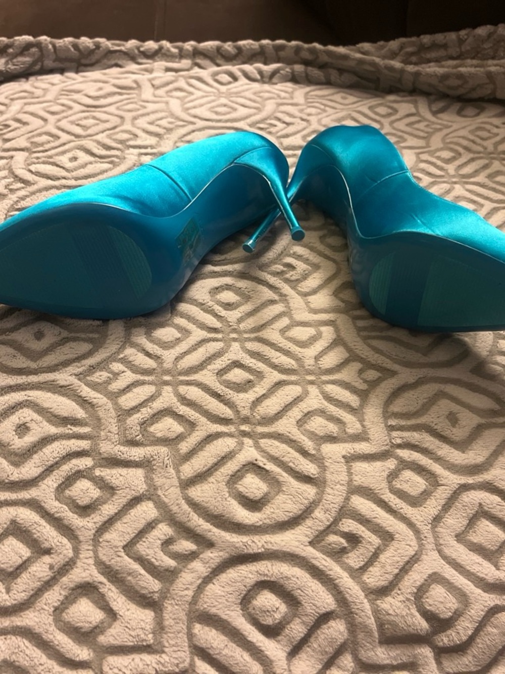 ALDO Women's Teal Pointed-Toe Satin Pumps - Picture 3 of 13